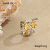 Wholesale Ring Stainless Steel Goldplated Ocean Style Mermaid Pearl Geometric Open Hand Jewelry