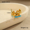 Wholesale Ring Stainless Steel Goldplated Ocean Style Mermaid Pearl Geometric Open Hand Jewelry
