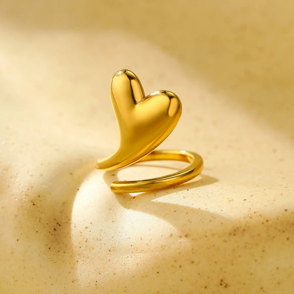 Wholesale Ring Stainless Steel Heart Shape Electroplating Light Luxury Style For Women