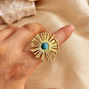 Wholesale Ring Stainless Steel Heart Shape Microinlaid Turquoise Light Luxury Style Electroplating Unisex