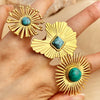 Wholesale Ring Stainless Steel Heart Shape Microinlaid Turquoise Light Luxury Style Electroplating Unisex