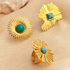 Wholesale Ring Stainless Steel Heart Shape Microinlaid Turquoise Light Luxury Style Electroplating Unisex