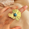 Wholesale Ring Stainless Steel Heart Shape Microinlaid Turquoise Light Luxury Style Electroplating Unisex