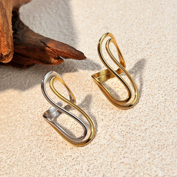 Wholesale Ring Stainless Steel Heart Shape Minimalist Geometric Electroplated Jewelry