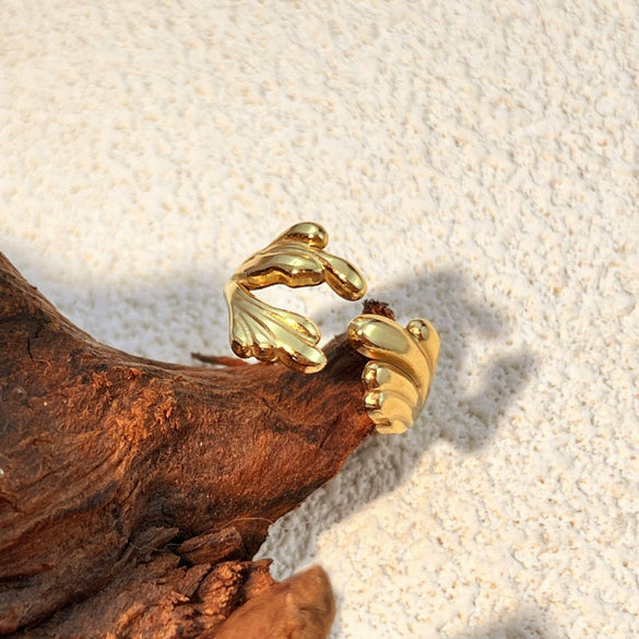 Wholesale Ring Stainless Steel Heart Shape Natural Geometric Electroplated Design