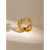 Wholesale Ring Stainless Steel Heart Shaped Love Letter Inlaid With Rhinestones Electroplated