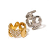 Wholesale Ring Stainless Steel Heart Shaped Love Letter Inlaid With Rhinestones Electroplated