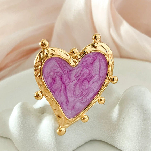 Wholesale Ring Stainless Steel Heartshaped Electroplating