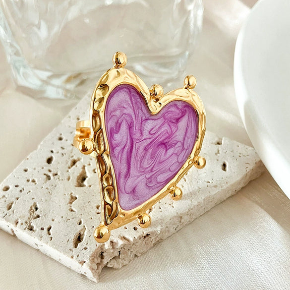 Wholesale Ring Stainless Steel Heartshaped Electroplating
