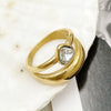 Wholesale Ring Stainless Steel Heartshaped Zircon Inlaid Doublelayer Electroplated French Retro Style For Women