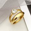 Wholesale Ring Stainless Steel Heartshaped Zircon Inlaid Doublelayer Electroplated French Retro Style For Women