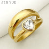 Wholesale Ring Stainless Steel Heartshaped Zircon Inlaid Doublelayer Electroplated French Retro Style For Women