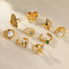 Wholesale Ring Stainless Steel Imitation Pearl French Retro Heart Shape Bow Tie Electroplated