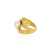 Wholesale Ring Stainless Steel Imitation Pearl French Retro Heart Shape Bow Tie Electroplated