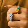 Wholesale Ring 316L Stainless Steel Imitation Pearl Geometric Minimalist Style 18K Gold Plated