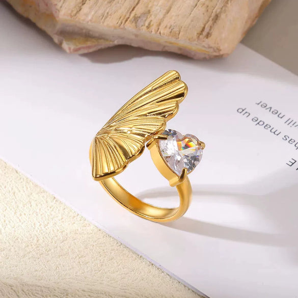 Wholesale Ring Stainless Steel Imitation Pearl Geometric Rococo Style Electroplated
