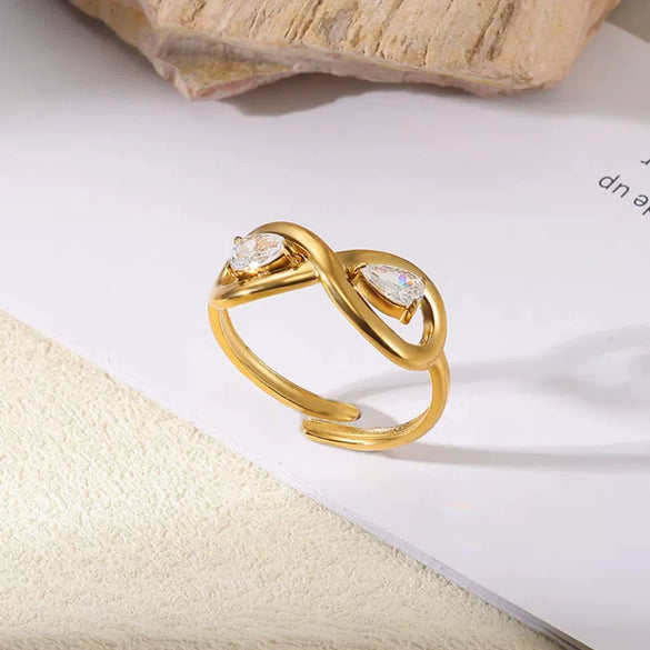 Wholesale Ring Stainless Steel Imitation Pearl Geometric Rococo Style Electroplated