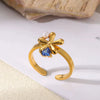 Wholesale Ring Stainless Steel Imitation Pearl Geometric Rococo Style Electroplated