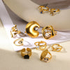 Wholesale Ring Stainless Steel Imitation Pearl Geometric Rococo Style Electroplated