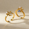 Wholesale Ring Stainless Steel Imitation Pearl Geometric Rococo Style Electroplated