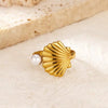 Wholesale Ring Stainless Steel Imitation Pearl Shell Geometric Electroplated Metallic Exaggerated