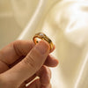 Wholesale Ring Stainless Steel Inlaid Pearl Geometric Style Electroplated For Women