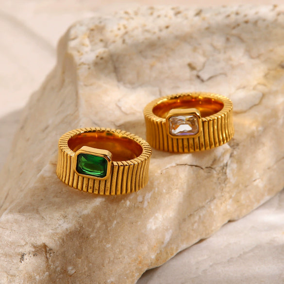 Wholesale Ring Stainless Steel Inlaid Zircon Geometric Ins Style Vintage Light Luxury
