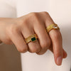 Wholesale Ring Stainless Steel Inlaid Zircon Geometric Ins Style Vintage Light Luxury