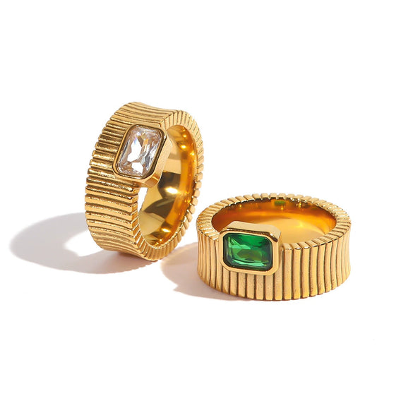 Wholesale Ring Stainless Steel Inlaid Zircon Geometric Ins Style Vintage Light Luxury