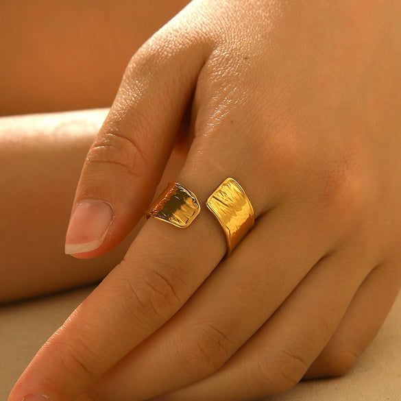 Wholesale Ring Stainless Steel Ins Style Geometric Open Electroplated Women's Jewelry