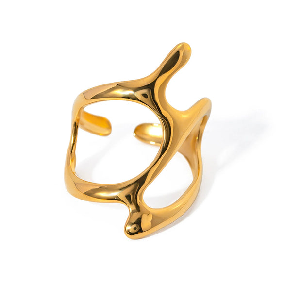 Wholesale Ring Stainless Steel Irregular Geometric Open Design Electroplated