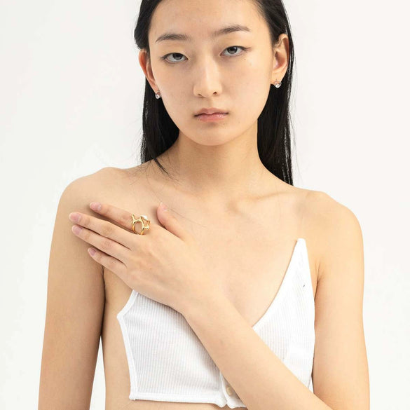 Wholesale Ring Stainless Steel Irregular Geometric Open Design Electroplated