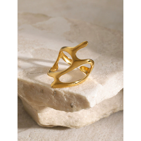 Wholesale Ring Stainless Steel Irregular Geometric Open Design Electroplated