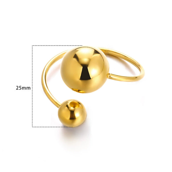 Wholesale Ring Stainless Steel Irregular Twoball Open Electroplating Unisex