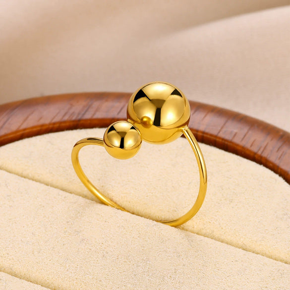 Wholesale Ring Stainless Steel Irregular Twoball Open Electroplating Unisex