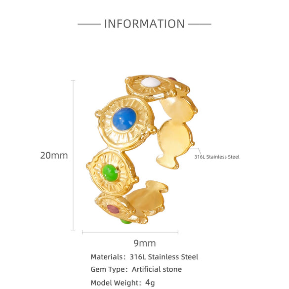Wholesale Ring Stainless Steel 18K Gold Electroplated Pink Square Diamond Geometric Style Women's