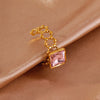 Wholesale Ring Stainless Steel 18K Gold Electroplated Pink Square Diamond Geometric Style Women's