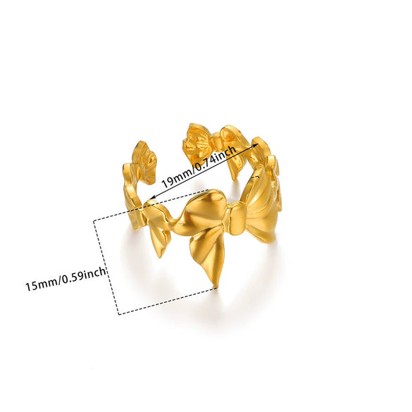 Wholesale Ring Stainless Steel 18K Gold Plated Geometric And Flowers Styling For Women