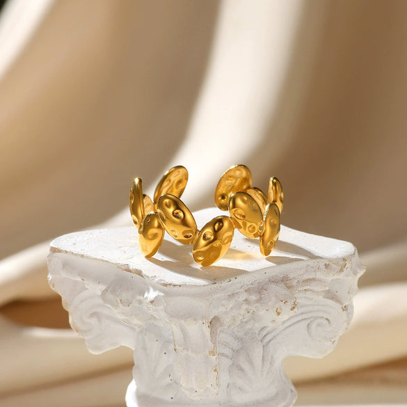 Wholesale Ring Stainless Steel 18K Gold Plated Geometric And Flowers Styling For Women