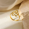 Wholesale Ring Stainless Steel 18K Gold Plated Geometric And Flowers Styling For Women