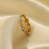 Wholesale Ring Stainless Steel 18K Gold Plated Geometric Dripping Oil Style Women's Jewelry
