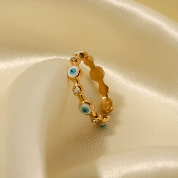 Wholesale Ring Stainless Steel 18K Gold Plated Geometric Dripping Oil Style Women's Jewelry