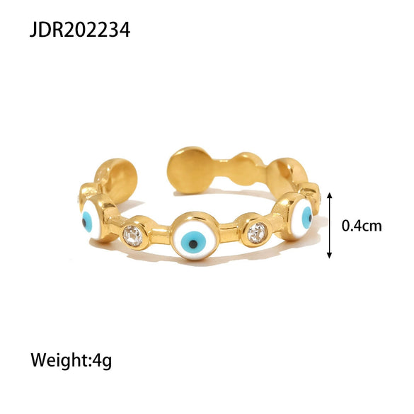 Wholesale Ring Stainless Steel 18K Gold Plated Geometric Dripping Oil Style Women's Jewelry