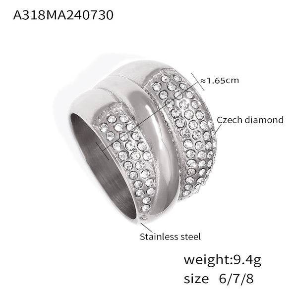 Wholesale Ring 316L Stainless Steel 18K Gold Plated Geometric Hiphop Fashion Design