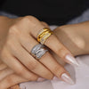 Wholesale Ring 316L Stainless Steel 18K Gold Plated Geometric Hiphop Fashion Design