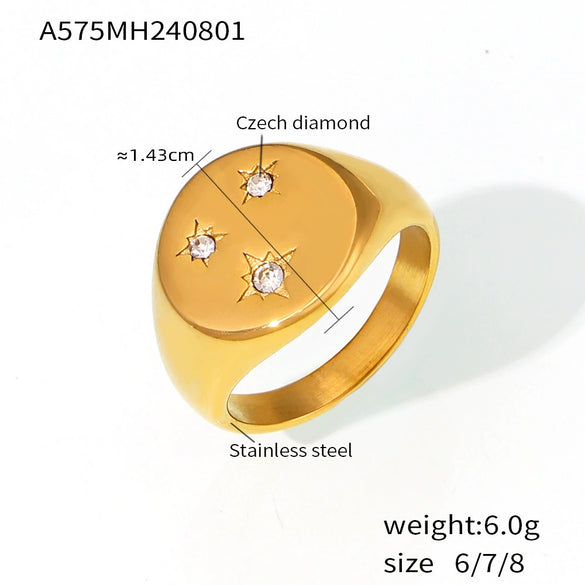 Wholesale Ring 316L Stainless Steel 18K Gold Plated Geometric Simple Style For Women