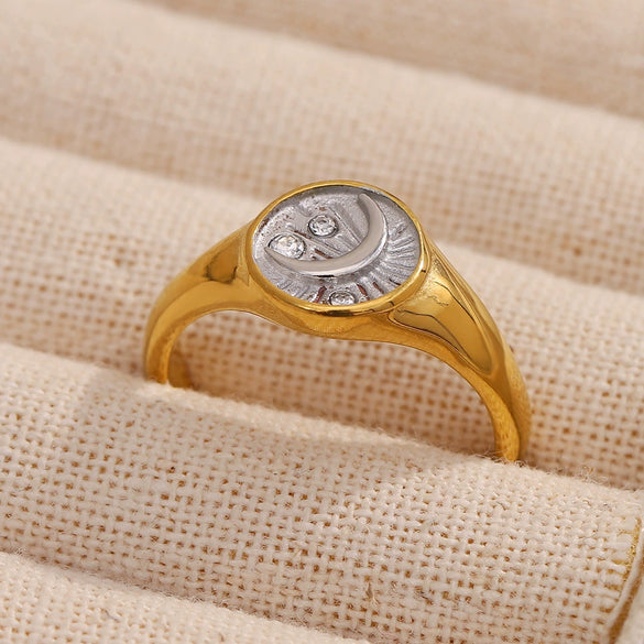 Wholesale Ring Stainless Steel 18K Gold Plated Geometric Style Electroplating