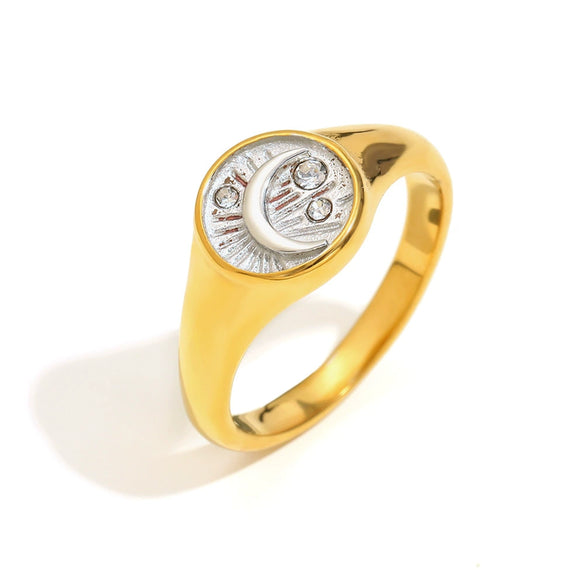 Wholesale Ring Stainless Steel 18K Gold Plated Geometric Style Electroplating