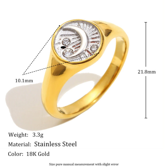 Wholesale Ring Stainless Steel 18K Gold Plated Geometric Style Electroplating