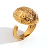 Wholesale Ring Stainless Steel 18K Gold Plated Hammered Geometric Pattern Open Water Drop Style For Women